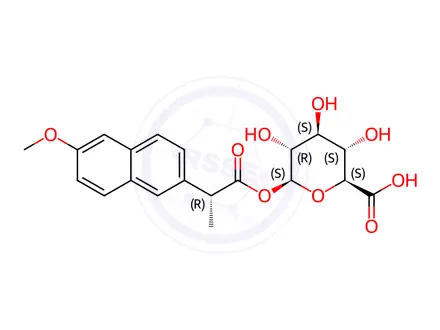 Chemical structure of Naproxen Impurity 33 ((R)-Naproxen Glucuronide)