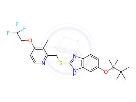 Chemical structure of 2-[[[3-Methyl-4-(2,2,2-trifluoroethoxy)-2-pyridyl]methyl]thio]-5-(tert-butyldimethylsilyloxy)-1H-benzimidazole