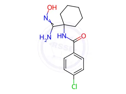 Chemical structure of 4-Chloro-N-[1-(N-hydroxycarbamimidoyl)-cyclohexyl]-benzamide