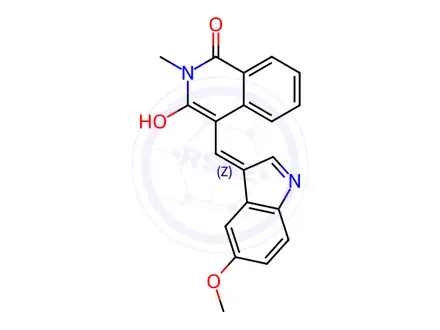 Chemical structure of (4E)-4-[(5-Methoxy-1H-indol-3-yl)methylidene]-2-methyl-1,2,3,4-tetrahydroisoquinoline-1,3-dione