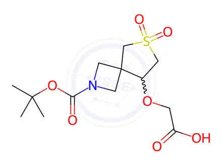 Chemical structure of 2-((2-(tert-butoxycarbonyl)-6,6-dioxido-6-thia-2-azaspiro[3.4]octan-8-yl)oxy)acetic acid