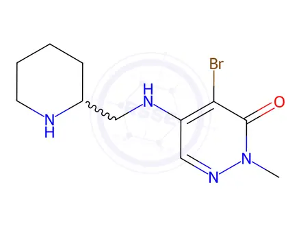 Chemical structure of 4-Bromo-2-methyl-5-((piperidin-2-ylmethyl)amino)pyridazin-3(2H)-one hydrochloride