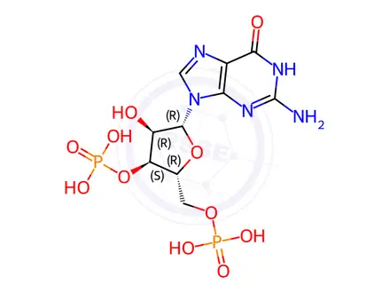 Chemical structure of Guanosine 3,5-Diphosphate Tetralithium Salt