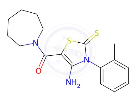 Chemical structure of (4-Amino-2-thioxo-3-(o-tolyl)-2,3-dihydrothiazol-5-yl)(azepan-1-yl)methanone