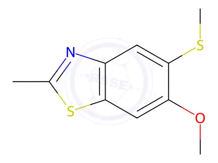 Chemical structure of Benzothiazole, 6-methoxy-2-methyl-5-(methylthio)-(9CI)