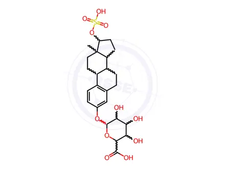 Chemical structure of β-Estradiol-β-(β-D-Glucuronide) 17-Sulfate Dipotassium Salt