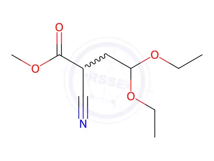 Chemical structure of Butanoic acid, 2-cyano-4,4-diethoxy-, methyl ester (9CI)