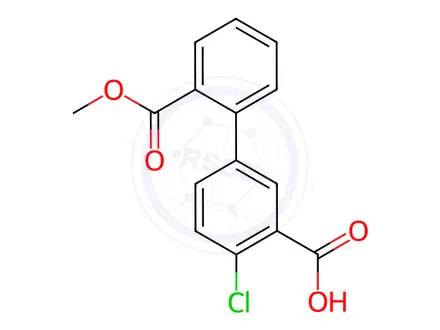Chemical structure of [1,1'-Biphenyl]-2,3'-dicarboxylic acid, 4'-chloro-, 2-methyl ester