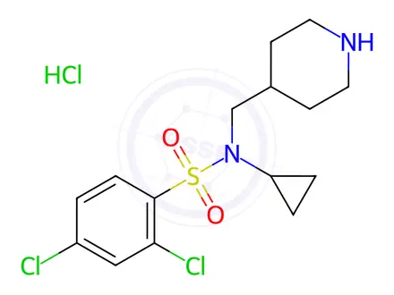 Chemical structure of 2,4-Dichloro-N-cyclopropyl-N-piperidin-4-ylMethyl-benzenesulfonaMide hydrochloride