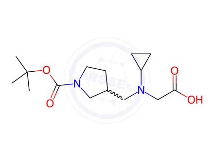 Chemical structure of 2-(((1-(tert-Butoxycarbonyl)pyrrolidin-3-yl)methyl)(cyclopropyl)amino)acetic acid