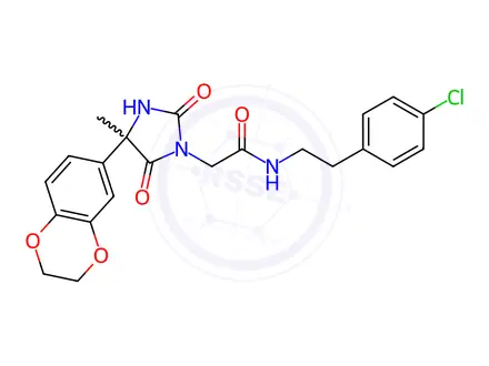 Chemical structure of 1-Imidazolidineacetamide, N-[2-(4-chlorophenyl)ethyl]-4-(2,3-dihydro-1,4-benzodioxin-6-yl)-4-methyl-2,5-dioxo-