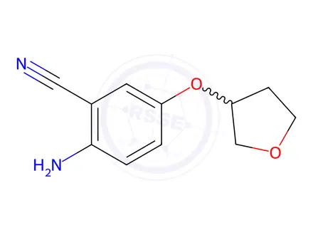 Chemical structure of Benzonitrile, 2-amino-5-[(tetrahydro-3-furanyl)oxy]-