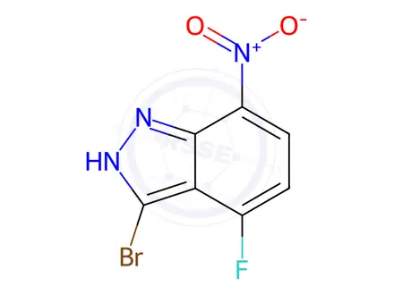 Chemical structure of 3-Bromo-4-fluoro-7-nitro-1H-indazole