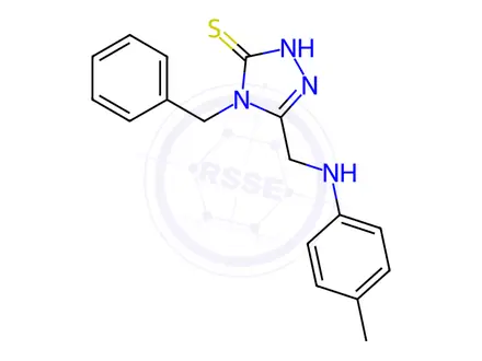 Chemical structure of 4-Benzyl-5-((p-tolylamino)methyl)-4H-1,2,4-triazole-3-thiol