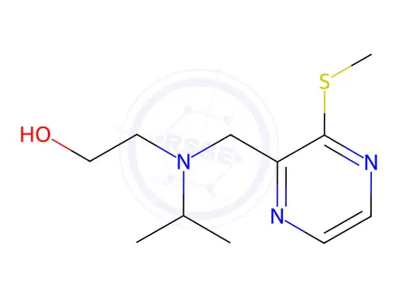 Chemical structure of 2-(Isopropyl((3-(methylthio)pyrazin-2-yl)methyl)amino)ethanol