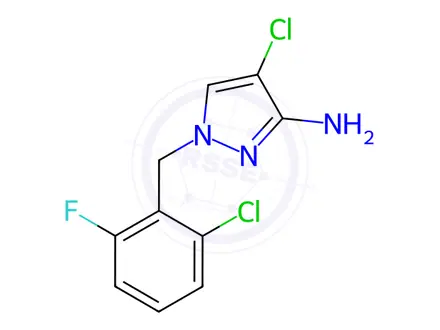 Chemical structure of 4-Chloro-1-(2-chloro-6-fluorobenzyl)-1H-pyrazol-3-amine