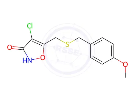 Chemical structure of 4-Chloro-5-(((4-methoxybenzyl)thio)methyl)isoxazol-3(2H)-one