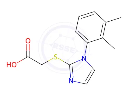 Chemical structure of {[1-(2,3-dimethylphenyl)-1H-imidazol-2-yl]thio}acetic acid