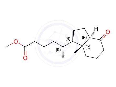 Chemical structure of [1R-[1α(R*),3aβ,7aα]]-Octahydro-δ,7a-dimethyl-4-oxo-1H-indene-1-pentanoic Acid Methyl Ester