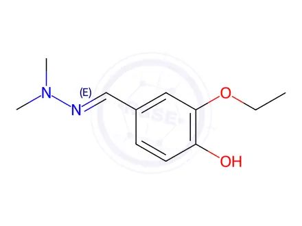 Chemical structure of Benzaldehyde, 3-ethoxy-4-hydroxy-, dimethylhydrazone (9CI)