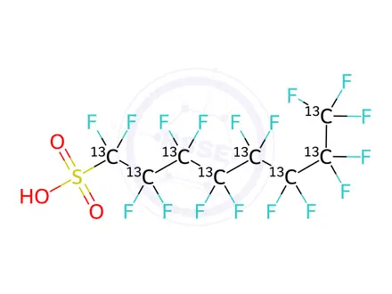 Chemical structure of Perfluorooctane sulfonic acid 13C8