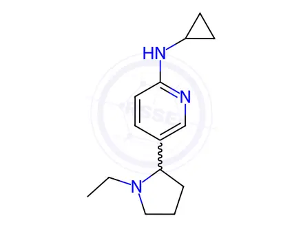 Chemical structure of N-cyclopropyl-5-(1-ethylpyrrolidin-2-yl)pyridin-2-amine
