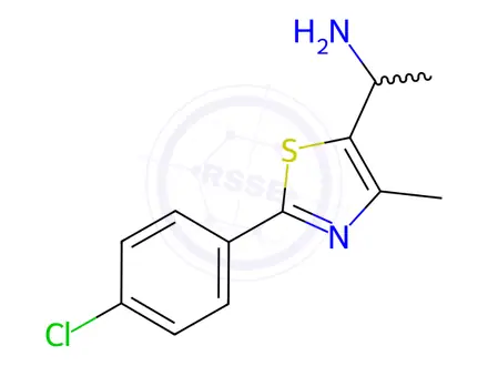 Chemical structure of 1-[2-(4-chlorophenyl)-4-methyl-1,3-thiazol-5-yl]ethan-1-amine