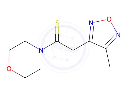 Chemical structure of Morpholine, 4-[2-(4-methyl-1,2,5-oxadiazol-3-yl)-1-thioxoethyl]-(9CI)
