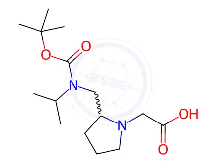Chemical structure of 2-(2-(((tert-Butoxycarbonyl)(isopropyl)amino)methyl)pyrrolidin-1-yl)acetic acid