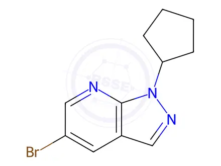 Chemical structure of 5-bromo-1-cyclopentyl-1H-pyrazolo[3,4-b]pyridine