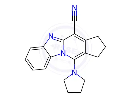 Chemical structure of 11-(1-pyrrolidinyl)-2,3-dihydro-1H-cyclopenta[4,5]pyrido[1,2-a]benzimidazole-4-carbonitrile