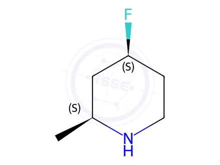 Chemical structure of Piperidine, 4-fluoro-2-methyl-, (2S,4S)-