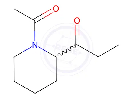 Chemical structure of Piperidine, 1-acetyl-2-(1-oxopropyl)-(9CI)