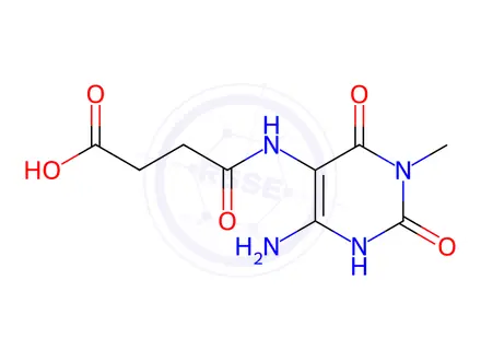Chemical structure of Butanoic acid, 4-[(4-amino-1,2,3,6-tetrahydro-1-methyl-2,6-dioxo-5-pyrimidinyl)amino]-4-oxo-