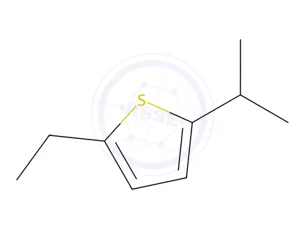 Chemical structure of Thiophene, 2-ethyl-5-(1-methylethyl)-(9CI)