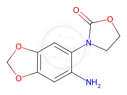 Chemical structure of 3-(6-Amino-1,3-benzodioxol-5-yl)-1,3-oxazolidin-2-one
