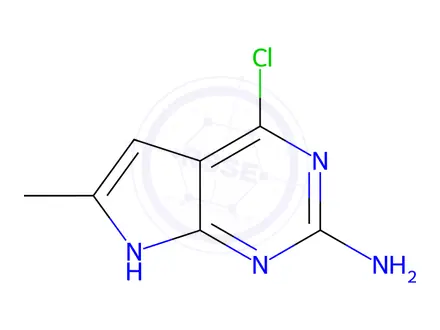 Chemical structure of 2-Amino-4-chloro-6-methyl-7H-pyrrolo[2,3-d]pyrimidine