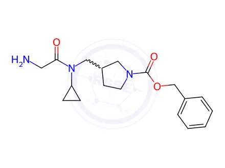 Chemical structure of Benzyl 3-((2-amino-N-cyclopropylacetamido)methyl)pyrrolidine-1-carboxylate