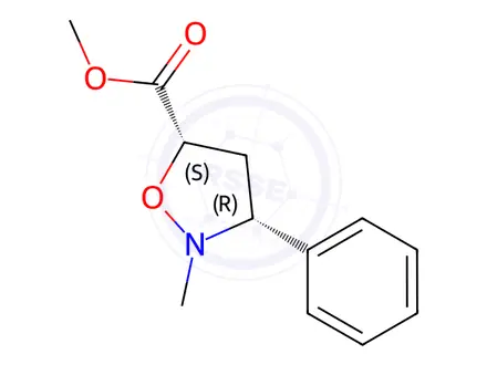 Chemical structure of (3R,5S)-Methyl 2-methyl-3-phenylisoxazolidine-5-carboxylate