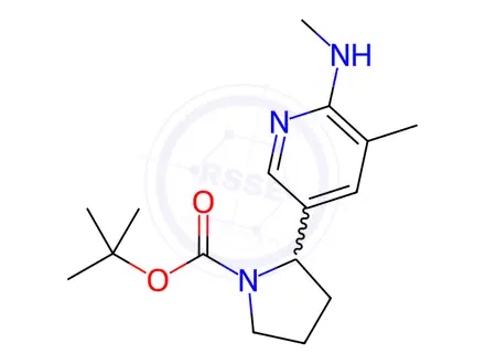Chemical structure of tert-Butyl 2-(5-methyl-6-(methylamino)pyridin-3-yl)pyrrolidine-1-carboxylate