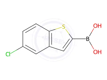 Chemical structure of (5-chlorobenzothiophen-2-yl)boronic acid