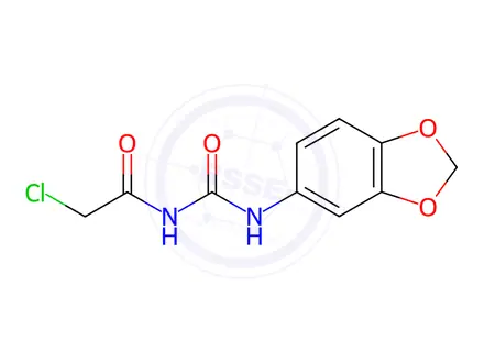 Chemical structure of 1-(1,3-Dioxaindan-5-yl)-3-(2-chloroacetyl)urea
