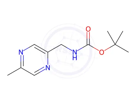 Chemical structure of Carbamic acid,N-[(5-methyl-2-pyrazinyl)methyl]-, 1,1-dimethylethyl ester