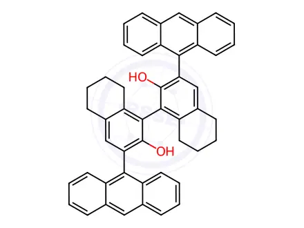 Chemical structure of (R)​-3,​3'-​Di-​9-​anthracenyl-​5,​5',​6,​6',​7,​7',​8,​8'-​octahydro-​[1,​1'-binaphthalene]​-​2,​2'-​diol