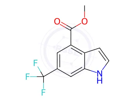 Chemical structure of 1H-Indole-4-carboxylic acid, 6-(trifluoroMethyl)-, Methyl ester