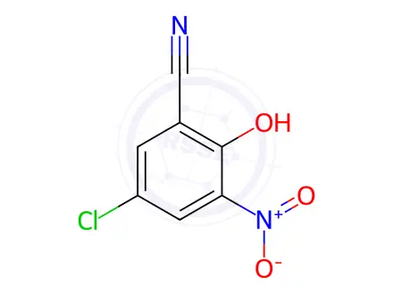 Chemical structure of Benzonitrile, 5-chloro-2-hydroxy-3-nitro-