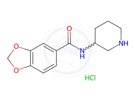 Chemical structure of Benzo[1,3]dioxole-5-carboxylic acid piperidin-3-ylaMide hydrochloride