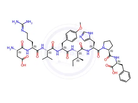 Chemical structure of angiotensin II, des-Asp(1)-Me-Tyr(4)-