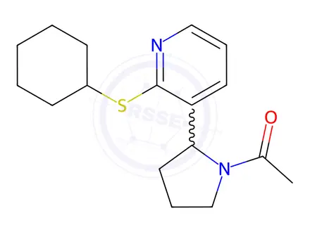 Chemical structure of 1-(2-(2-(Cyclohexylthio)pyridin-3-yl)pyrrolidin-1-yl)ethanone