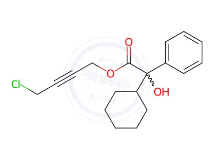 Chemical structure of 4-Chlorobut-2-yn-1-yl 2-cyclohexyl-2-hydroxy-2-phenylacetate